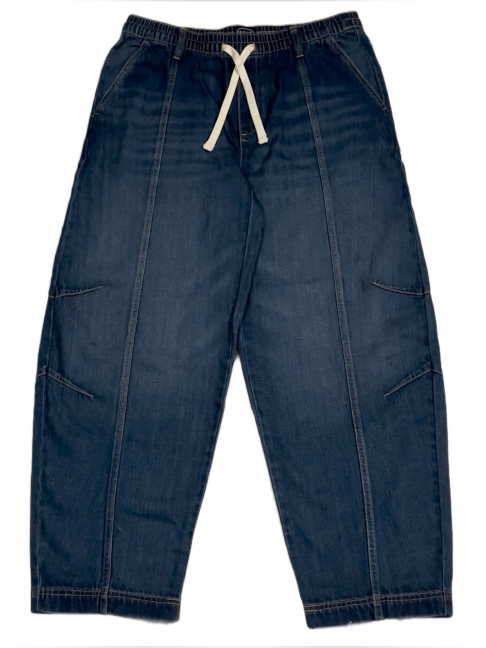 Scoop Pull- On, Wide-Leg Drawstring Jeans For Women In Dark Blue